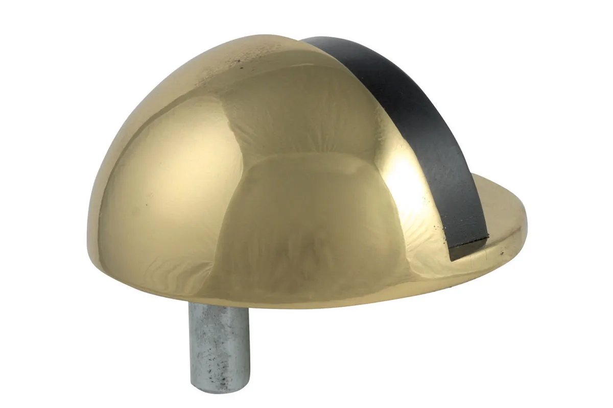 Brass Floor-Mounted Door Stopper with Rubber Tip - Copper Plated